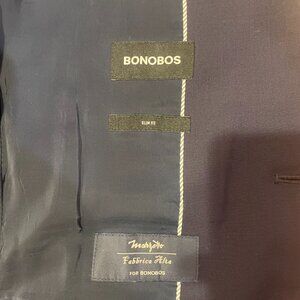 Bonobos Navy Italian 120 Slim Fit Wool Suit 38L 30 x 34 Mens